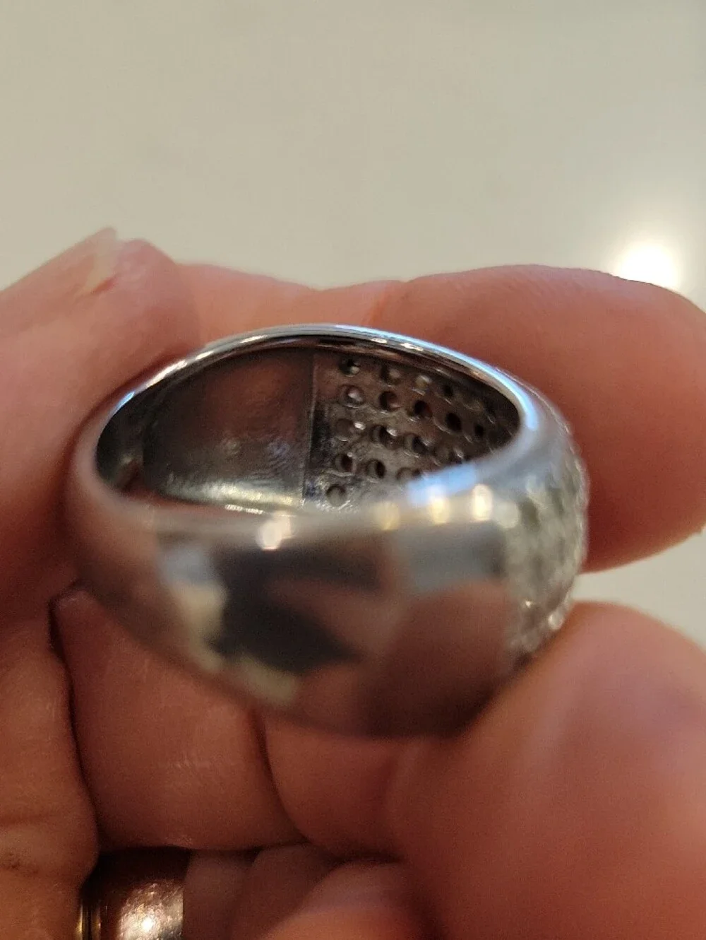 Sterling Silver Pave Dome Ring with Clear Stones - Silver